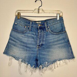 Madewell Distressed High-Waist Relaxed Denim Shorts